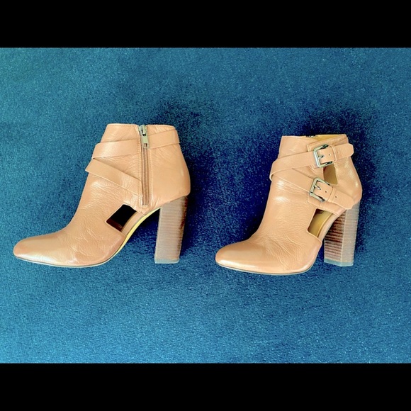 Atwell Maggie Cut-Out Brown Leather Buckle Bootie - Picture 2 of 6